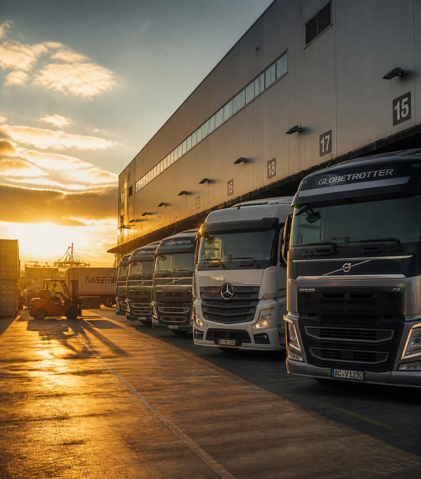 Truck fleet at distribution warehouse